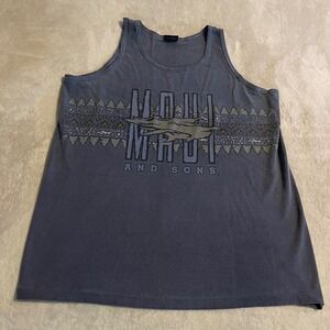 Vintage Maui and Sons Tank Top Men XL Blue Graphic Surf Skate Made in USA Cotton